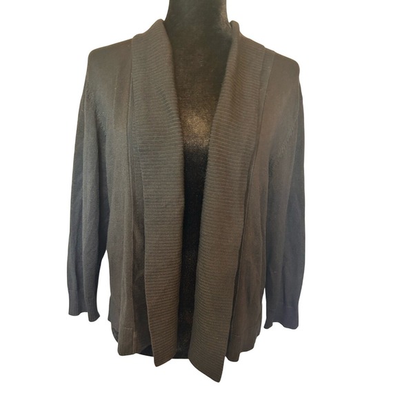 89th & Madison Sweaters - 89th & Madison‎ Black Open Front Shawl Collar Cardigan Sweater Size Large